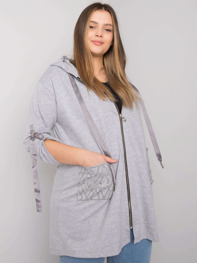 Dámska bavlnená mikina na zips s vreckami plus size Kód produktu RV-BL-6795.84   