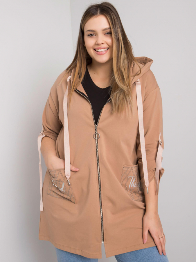 Dámska bavlnená mikina na zips s vreckami plus size Kód produktu RV-BL-6795.84 