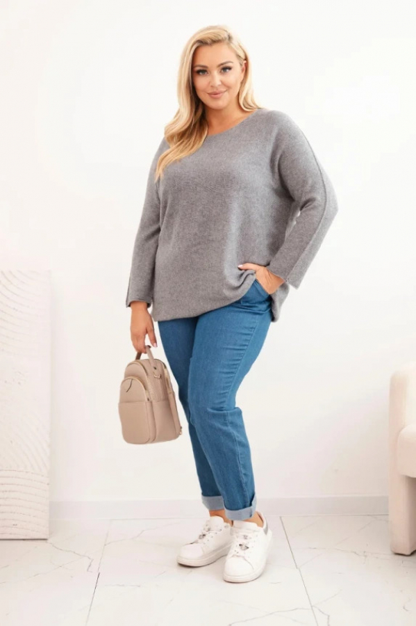 Dámsky sveter plus size s lodičkovým výstrihom fango