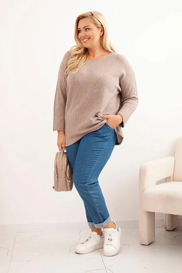 Dámsky sveter plus size s lodičkovým výstrihom fango