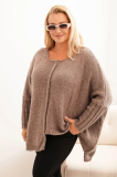 Dámsky sveter plus size z akrylom s voľným strihom a rukávom 3/4 Denny