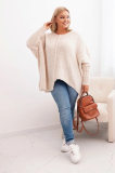 Dámsky sveter plus size z akrylom s voľným strihom a rukávom 3/4 Denny