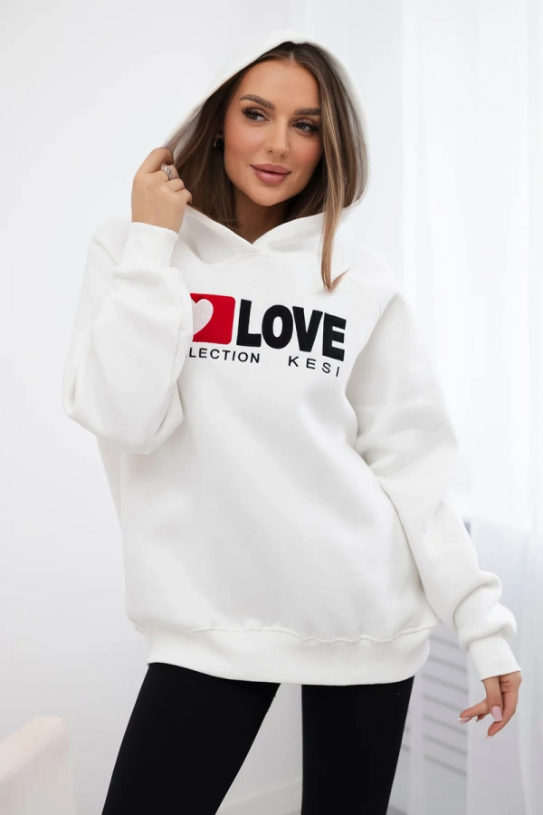 Zateplená bavlnená mikina s kapucňou Love 9799