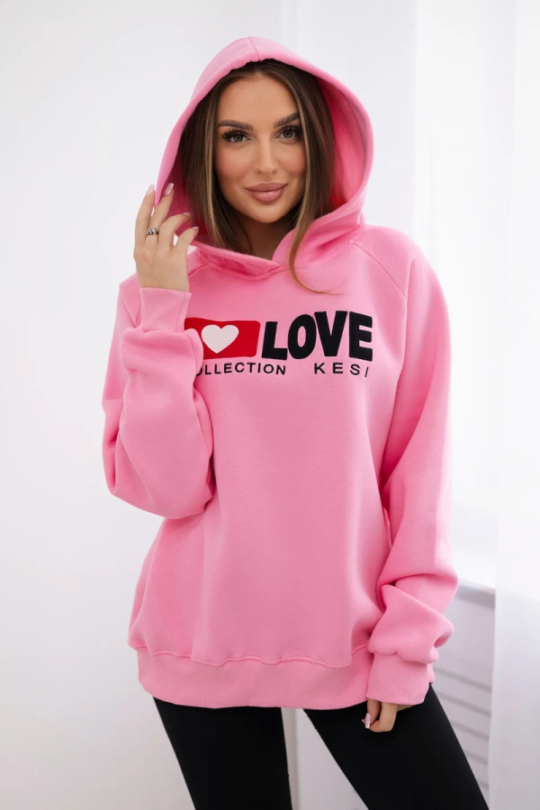 Zateplená bavlnená mikina s kapucňou Love 9799