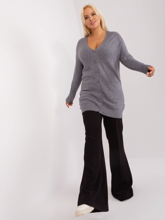 Dámsky sveter na gombíky plus size s vreckami Sofia PM-SW-PM731.34P