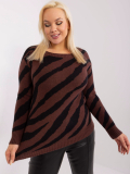 Dámsky sveter pruhovaný plus size s okrúhlym  výstrihom Lorenza PM-SW-PM785.23X