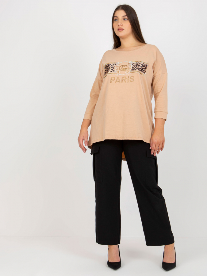 Dámska blúzka s okrúhlym výstrihom plus size Paris