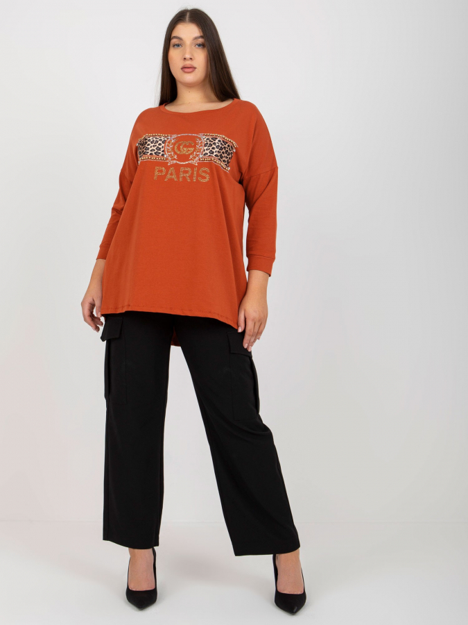 Dámska blúzka s okrúhlym výstrihom plus size Paris