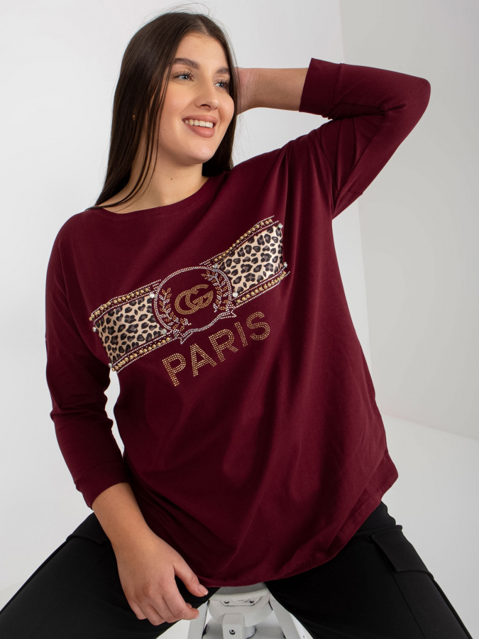 Dámska blúzka s okrúhlym výstrihom plus size Paris