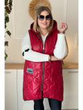 Predĺžená dámska prechodná vesta s kapucňou plus size Doris