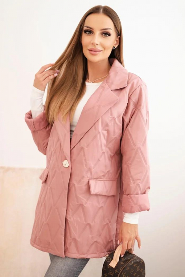 Dámska bunda Plus Size prešívaná s golierom a gombíkom Levana