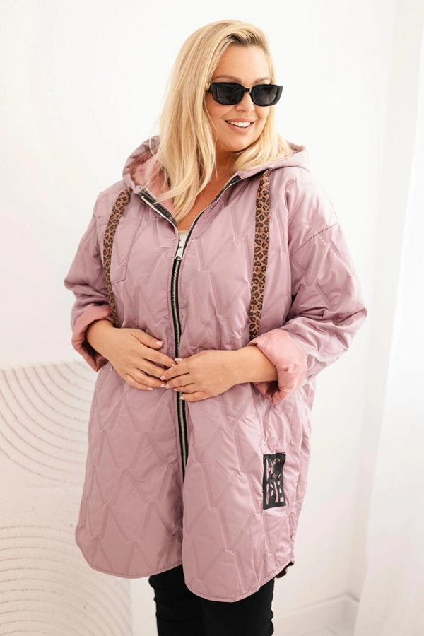 Dámska bunda Plus Size prešívaná s kapucňou a nápisom HOPE 5614
