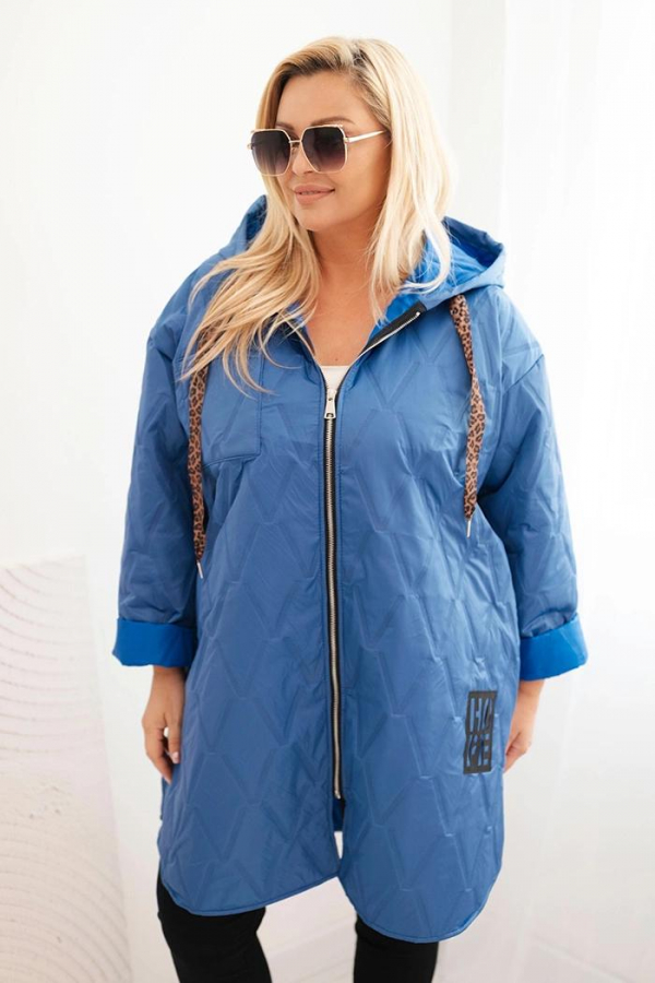 Dámska bunda Plus Size prešívaná s kapucňou a nápisom HOPE 5614