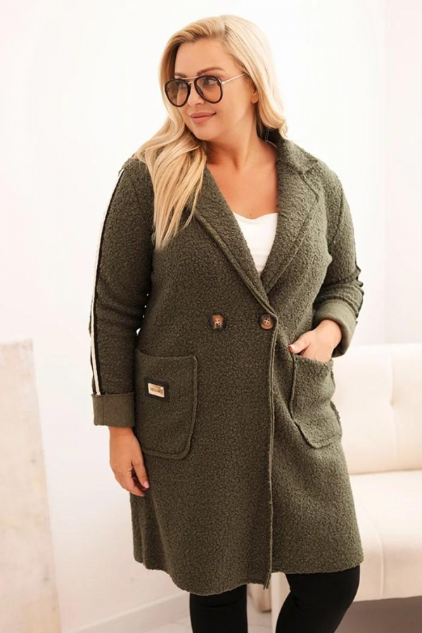 Dámsky kabát Plus Size z umelého baránka s vreckami Moona
