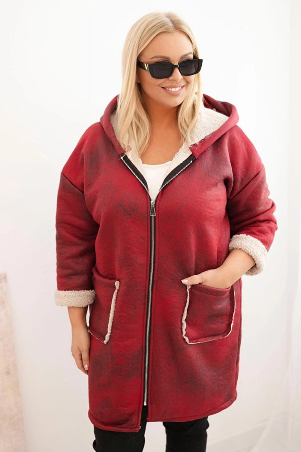 Dlhá zateplená oversize bunda s kapucňou a vreckami Adonia 5735 
