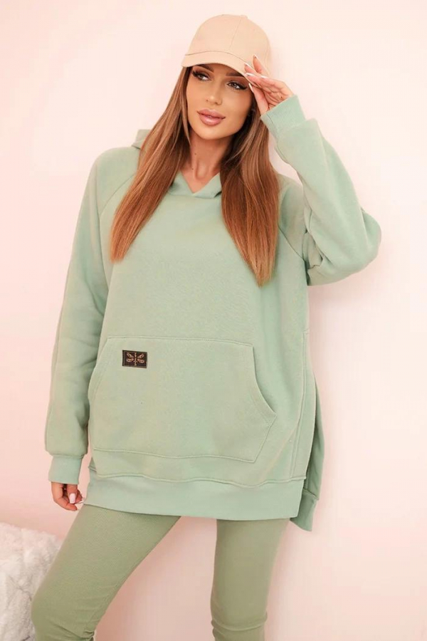 Bavlnený komplet mikiny klokanky s kapucňou a legín s vysokým pásom model Cristina