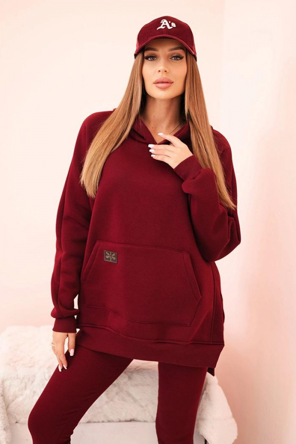 Bavlnený komplet mikiny klokanky s kapucňou a legín s vysokým pásom model Cristina