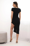 symetrické vrúbkované šaty s krátkym rukávom model 69824 