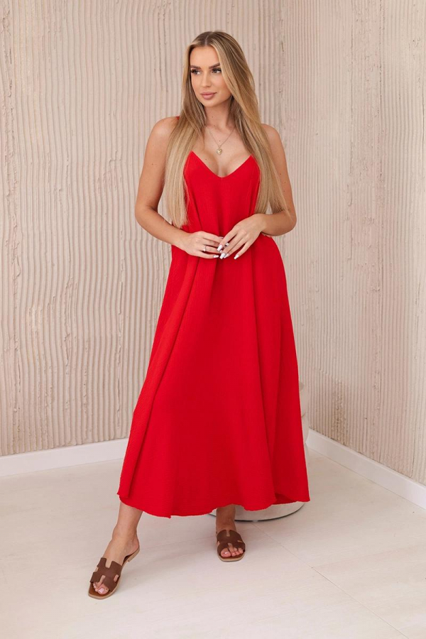 Dlhé mušelínové šaty na ramienka model 88534 