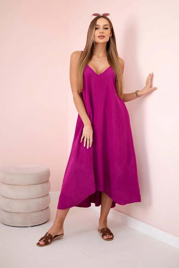 Dlhé mušelínové šaty na ramienka model 88534 