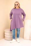 Asymetrické oversize šaty s voľným strihom a dlhým rukávom model 7834 