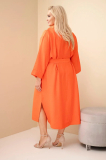 Dámske bavlnené plus size košeľové šaty s opaskom 8080