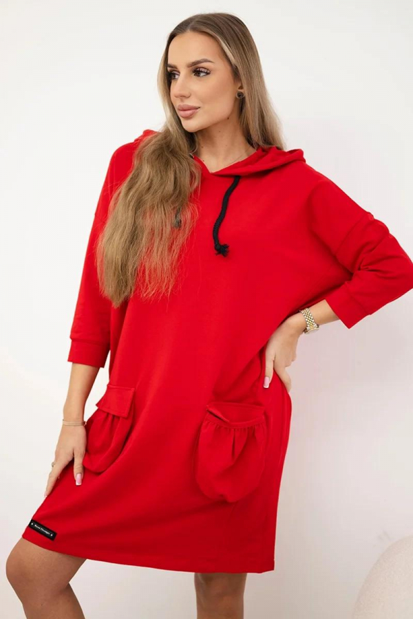 Šaty s kapucňou a vreckami model 9350