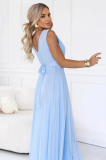 Elegantné dlhé tylové maxi šaty s okrúhlym výstrihom ELIRA - 678-1
