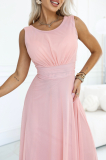 Elegantné dlhé tylové maxi šaty s okrúhlym výstrihom ELIRA - 678-1