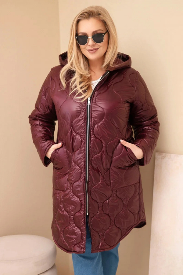 Dámska zimná prešívaná bunda Plus Size s kapucňou Paolina 5343