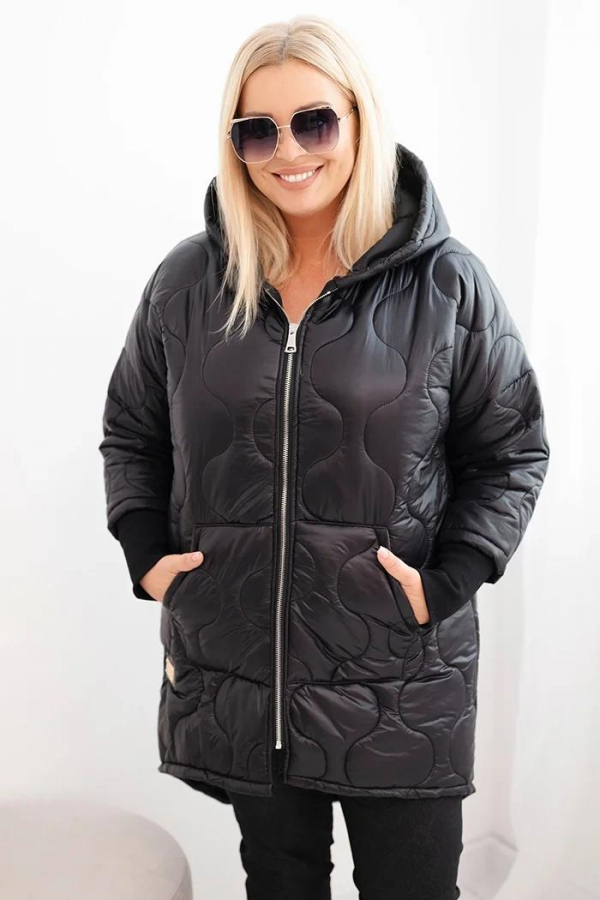 Prešívaná zimná oversize bunda s kapucňou a vreckami model 5419 