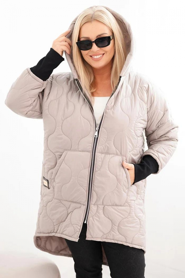Prešívaná zimná oversize bunda s kapucňou a vreckami model 5419 