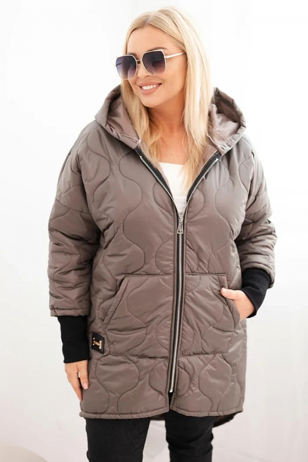 Prešívaná zimná oversize bunda s kapucňou a vreckami model 5419 
