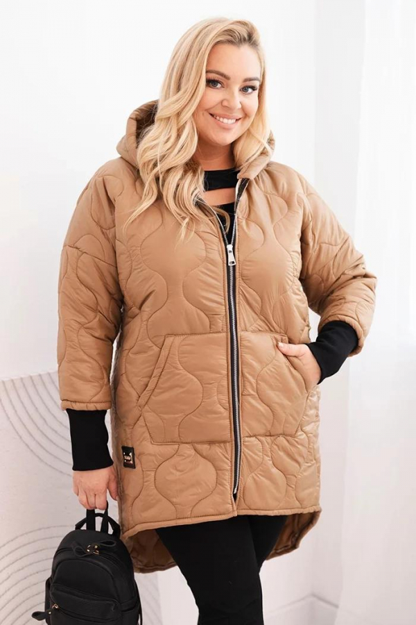 Prešívaná zimná oversize bunda s kapucňou a vreckami model 5419 