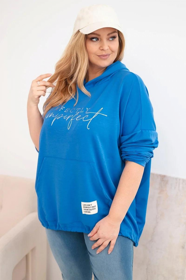 Oversize mikina klokanka s kapucňou a potlačou model 25040