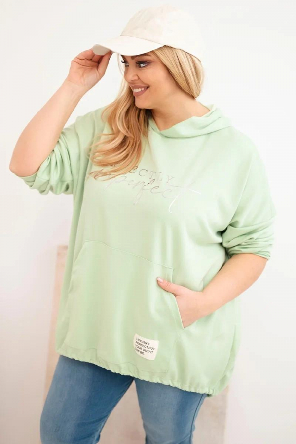 Oversize mikina klokanka s kapucňou a potlačou model 25040