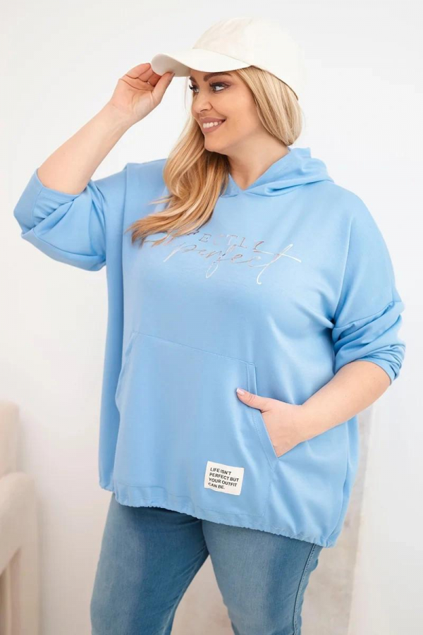 Oversize mikina klokanka s kapucňou a potlačou model 25040