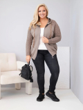 Dámska bavlnená mikina Plus Size s pletenými rukávmi a kapucňou ART26737 