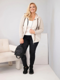 Dámska bavlnená mikina Plus Size s pletenými rukávmi a kapucňou ART26737 