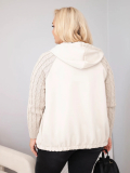 Dámska bavlnená mikina Plus Size s pletenými rukávmi a kapucňou ART26737 