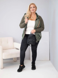 Dámska bavlnená mikina Plus Size s pletenými rukávmi a kapucňou ART26737 