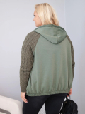 Dámska bavlnená mikina Plus Size s pletenými rukávmi a kapucňou ART26737 