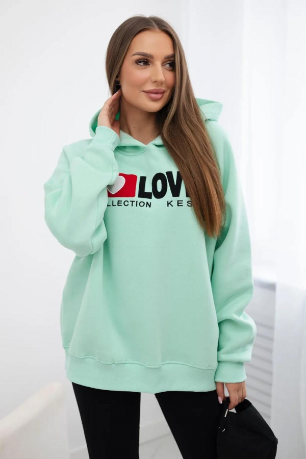Zateplená bavlnená mikina s kapucňou model 9799