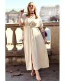Dlhé dámske plus size šaty s opaskom Amande