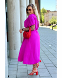 Dlhé dámske plus size šaty so zaväzovaním na chrbte Isana 
