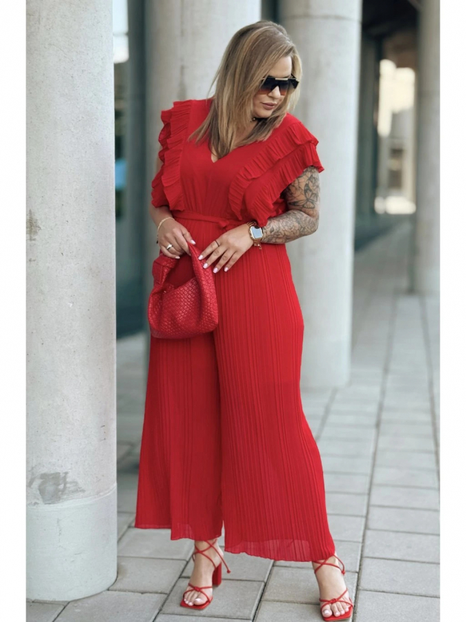 Elegantný volánikový overal so širokými nohavicami pre moletky Frederica