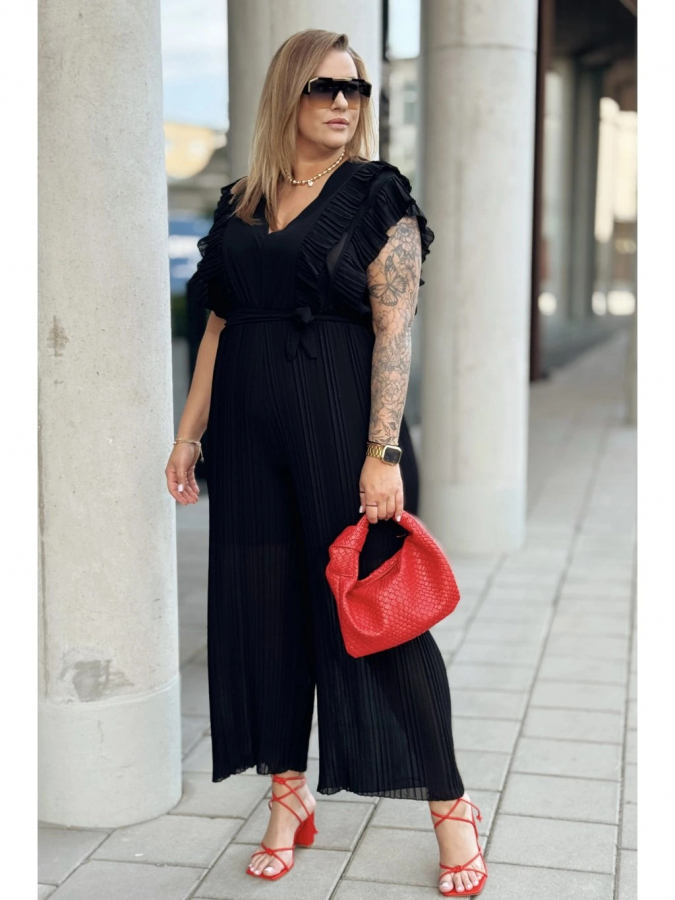 Elegantný volánikový overal so širokými nohavicami pre moletky Frederica
