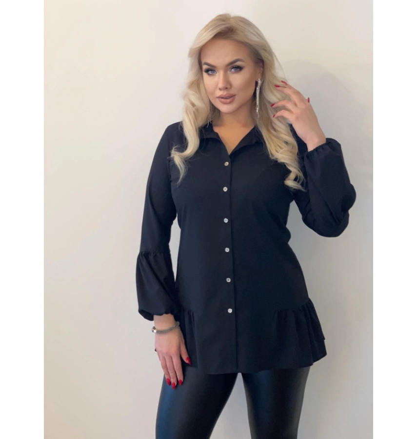 Elegantná dlhá tunika  s volánikom čierna Gabi