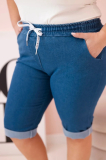 Dámske bavlnené šortky Plus Size so šnúrkou denim