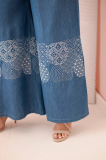 Dámske nohavice Plus Size so širokou nohavicou a etnickou výšivkou 